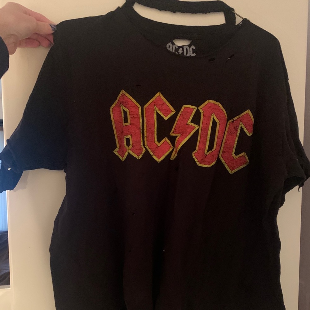 Vintage inspired ripped AC/DC shirt